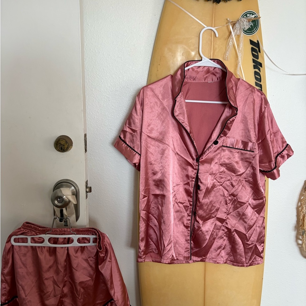 Pink satin sleep set